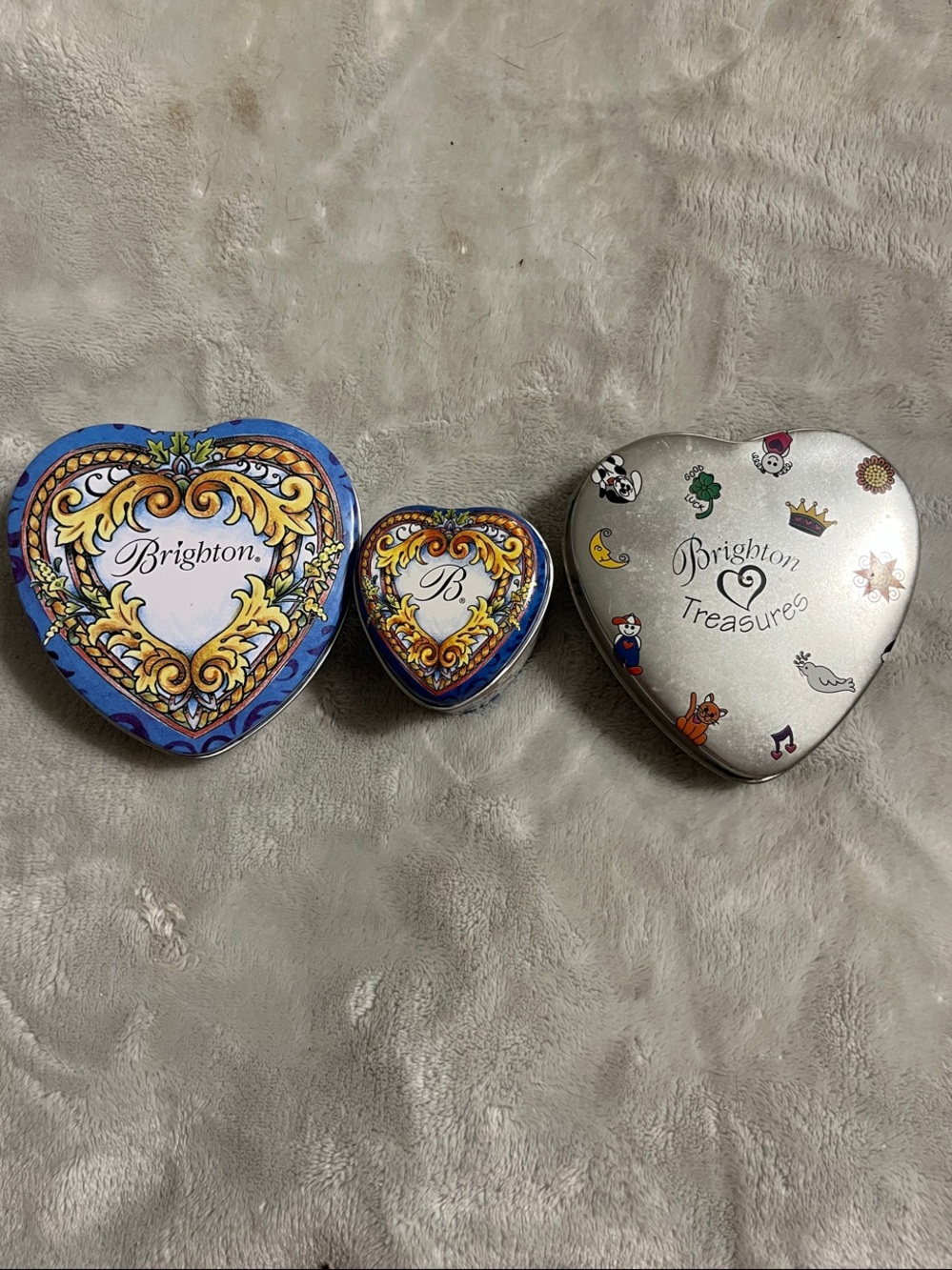 Brighton Blue and Silver Heart Tin Trio